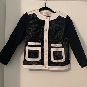 Michael Kors 3/4 Sleeve Classic Preppy Jacket Coat Navy Blue and White Size 2